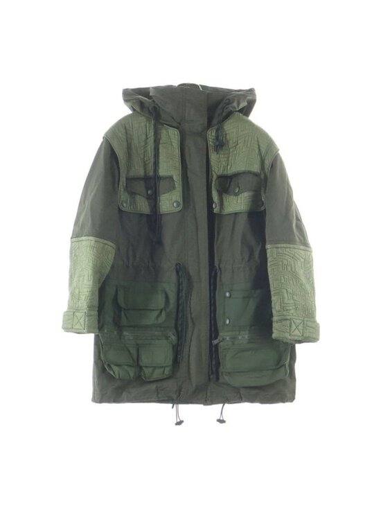 Fendi Jackets & Blazers - Fendi FF Pattern Quilted Military Hooded Zip Up Jacket Khaki